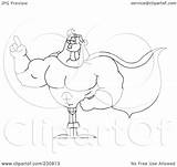Gesturing Outline Coloring Hero Illustration Super Man Royalty Clipart Rf Toon Hit sketch template