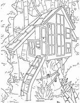Coloring House Pages Tree Printable Adult Treehouse Boomhutten Kids Colouring Kleurplaten Adults Fun Sheets Print Pat Catan Color Books Popular sketch template