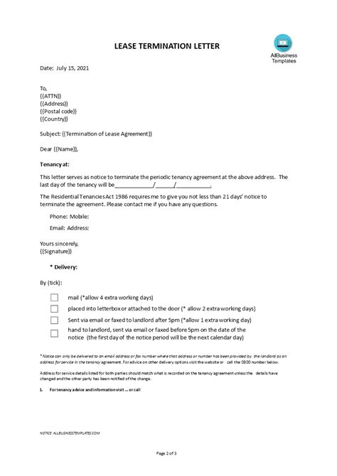 libreng notice  lease termination letter  landlord  tenant