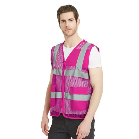 toptie unisex  big mesh volunteer vest zipper front safety vest  reflective strips