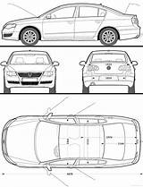 Passat B6 Volkswagen Blueprints 2009 Coloring Pages Saloon Mk6 B5 Sedan Gif sketch template