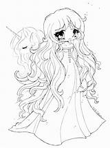 Coloring Unicorn Pages Anime Princess Last Chibi Yampuff Girl Girls Color Cute Printable Drawings Colouring Manga Lineart Coloriage Kids Amalthea sketch template