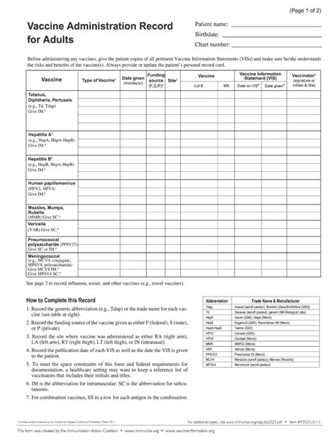 printable immunization record template