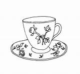 Tea Cup Drawing Teacup Coffee Sketch Line Alice Wonderland Saucer Drawings Draw Mug Coloring Stamps Party Pages Paintingvalley Digi Getdrawings sketch template