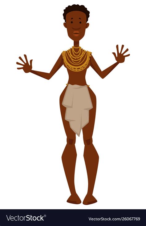 African Woman Naked In Loincloth And Gold Vector Image