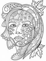 Coloring Pages Adults Adult Beautiful Faces Women Fairy Printable Colouring Books Sheets Creative Doodle Zentangles sketch template