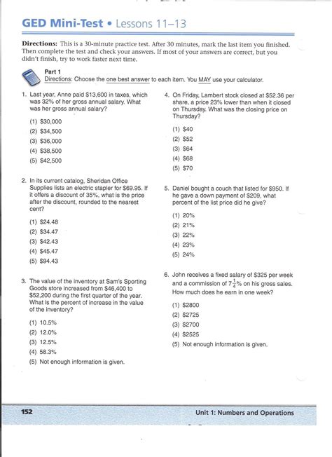 ged worksheets  answers