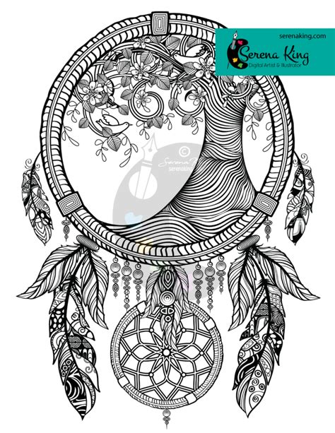 tree dreamcatcher coloring page