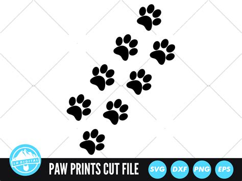 dog paw prints svg paw print trail svg graphic  lddigital creative fabrica