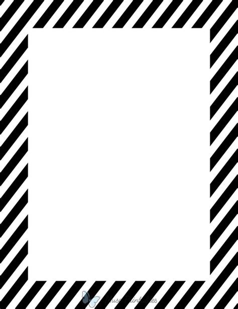 printable black  white diagonal striped page border border black