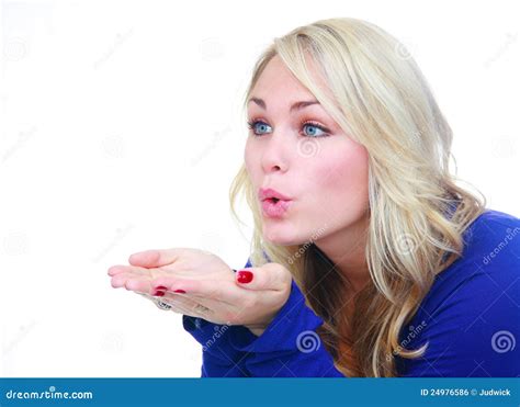 woman blowing air  hands royalty  stock image image