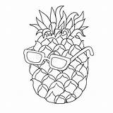 Pineapple Doodle Fruit Ananas Drawn sketch template