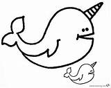 Coloring Narwhal Small Big Pages Cartoon Printable Kids Bettercoloring sketch template