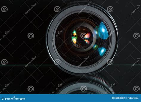 professional photo lens  dark background stock photo image