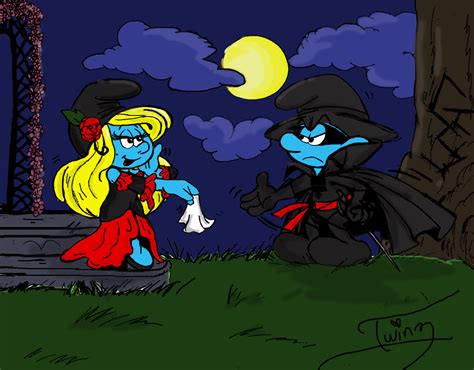 smurfette and grouchy smurf by witchytwinzy smurfette wallpaper