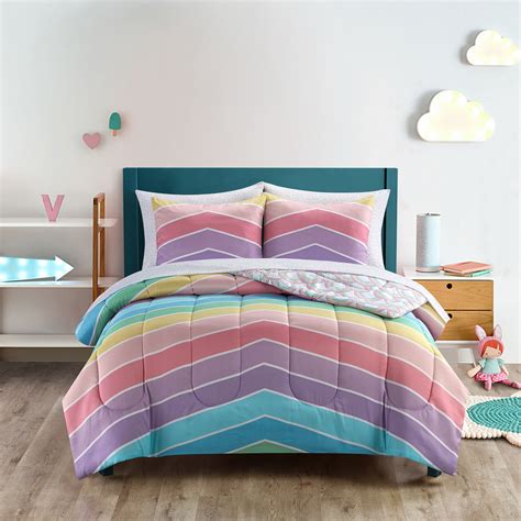 heritage club rainbow bright stripe bed   bag bedding set twintwin