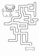 Maze Dog Bone Mazes Printable Color Help Find sketch template