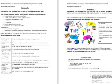aqa english language paper  homework booklet teaching resources