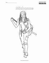 Coloring Michonne Walking Dead sketch template