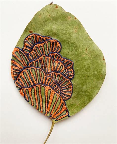 vibrant embroideries  hillary waters fayle enhance  natural beauty  preserved leaves