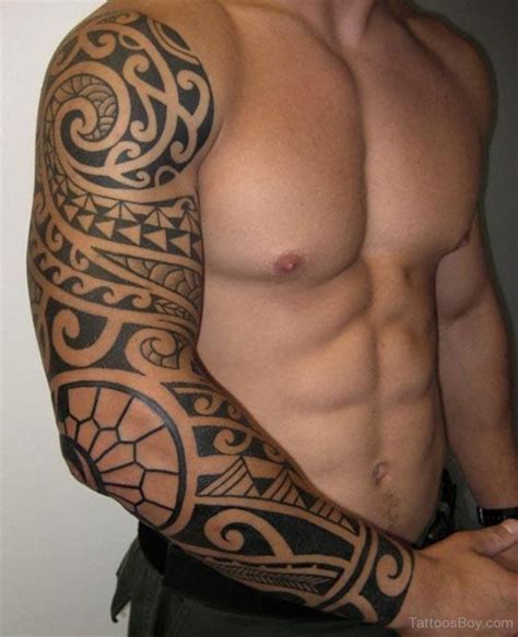Egyptian Tribal Tattoo On Full Sleeve Tattoo Designs