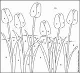 Tulips Color Number Numbers French Spanish Glass Stained Patterns Enchantedlearning Tulip Coloring Flowers Cute Pages Kids Colors Mosaic Choose Board sketch template