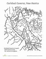 Coloring National Park Pages Caverns Carlsbad Cavern Parks Yellowstone Worksheet Color Sheets Worksheets Mexico School Caves Education Drawings Kids Summer sketch template