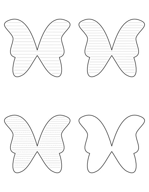 printable butterfly shaped writing templates