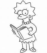 Lisa Simpson Coloring Pages Simpsons Reading Books Print Getcolorings Button Through sketch template
