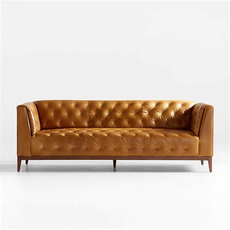 winston tufted leather chesterfield sofa reviews crate barrel canada