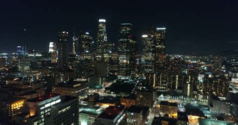 night aerial drone shot downtown stock footage video  royalty   shutterstock