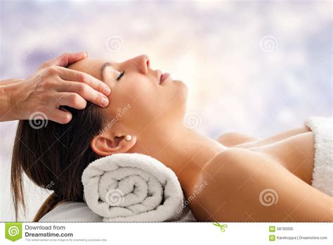 woman having relaxing facial massage stock image image of relaxation