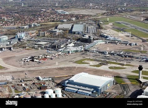 aerial view  manchester international airport stock photo alamy
