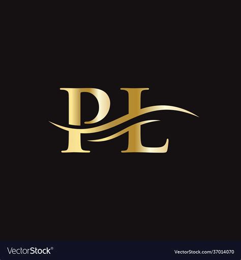 initial linked letter pl logo design royalty  vector
