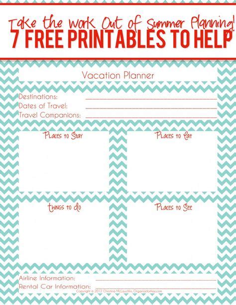 vacation planner printable freeprintable summer vacation