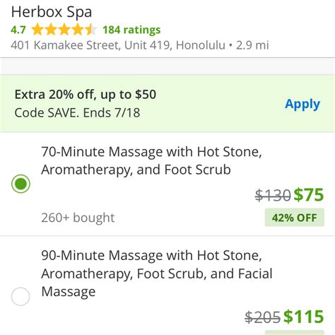 herbox spa massage spa  honolulu offering  types