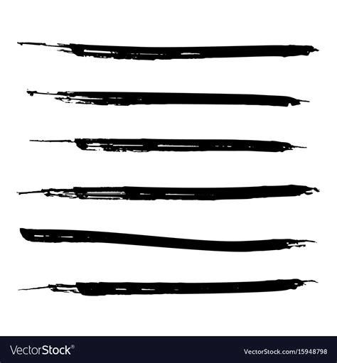 set  black paint ink brush strokes lines vector image