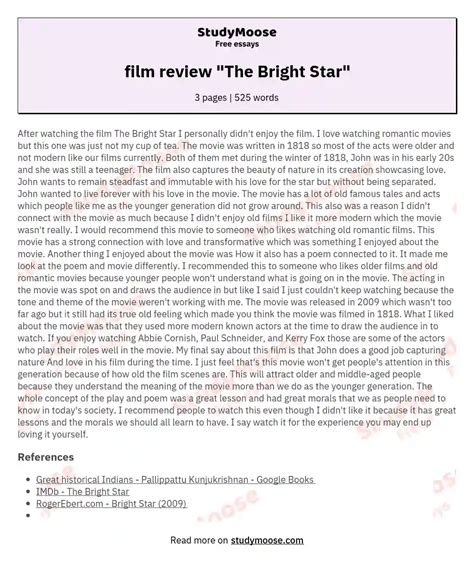 film review  bright star  essay