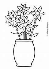 Coloring Malvorlagen Blumen Kwiaty Halaman 4kids Vase Mewarna Kertas Kolorowanki Kidipage sketch template