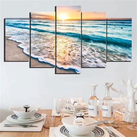 buy  panels sunset beach wall art canvas sea wave