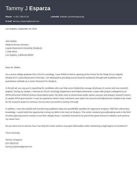 research assistant cover letter sample template
