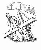 Coloring Jesus Pages Friday Good Crucifixion Crucified Cross Kids Carrying Crucifix Getdrawings Getcolorings sketch template