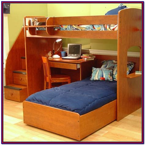 Twin Over Full L Shaped Bunk Bed With Desk Bedroom Home Decorating