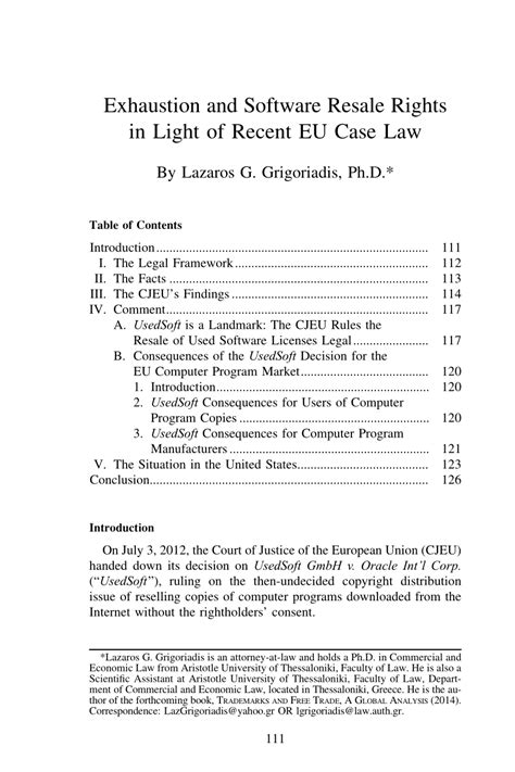 exhaustion  software resale rights   light   cjeus case law