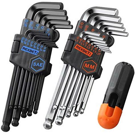 rexbeti hex key allen wrench set sae metric long arm ball  tools