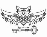 Coloring Pages Tattoo Key Heart Owl Color Colorear Getcolorings Book sketch template