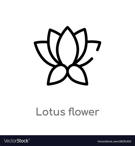 outline lotus flower icon isolated black simple vector image