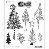 Dylusions Stamps Christmas Rubber Ranger Ink Collection Trees Wood Unmounted sketch template