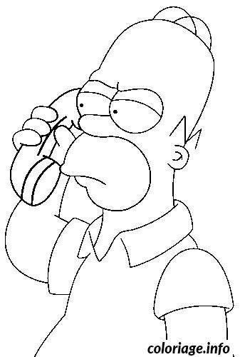 coloriage homer simpson au telephone dessin simpson à imprimer