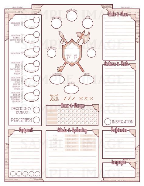 Printable Cute Dnd Character Sheet Lookup For Something Elegant And